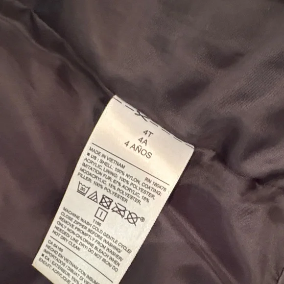 Old Navy Black Puffer Jacket with Faux Fur Trim Hoodie 4T - Picture 5 of 8